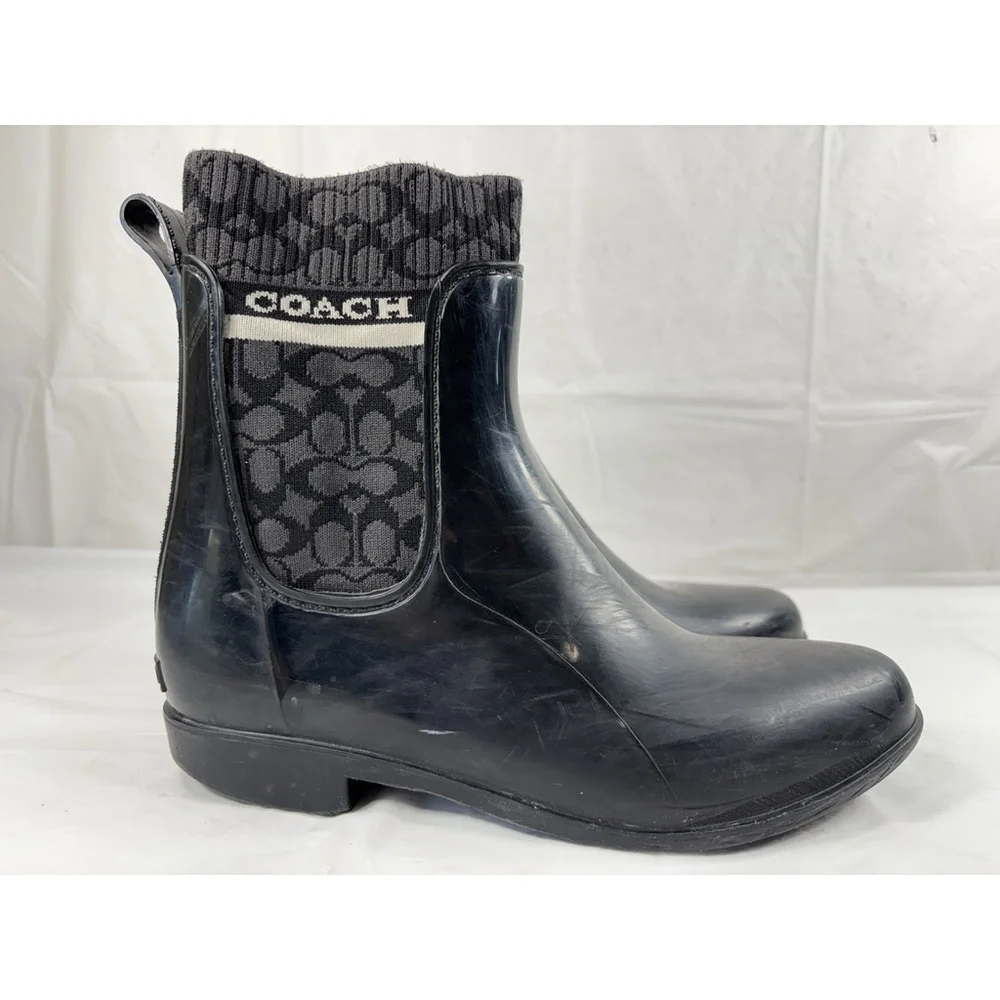 COACH Rivington Rain Bootie G5254 color Black Size 7